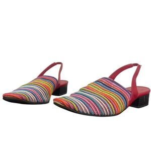 Vintage 90s Y2k Karen Scott Slingback Sandals Mesh Rainbow Multicolor Size 9